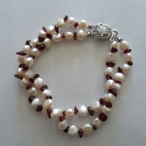Pearl and Garnett  Bracelet